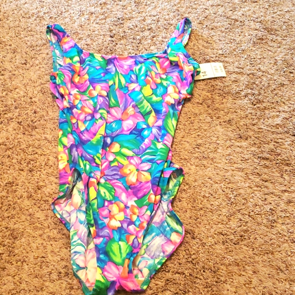 NWT Floral One Piece Swimsuit Size 14